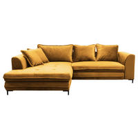 KOTNA SEDEŽNA GARNITURA, velur rumena  - rumena/črna, Design, kovina/tekstil (187/277cm) - Livetastic