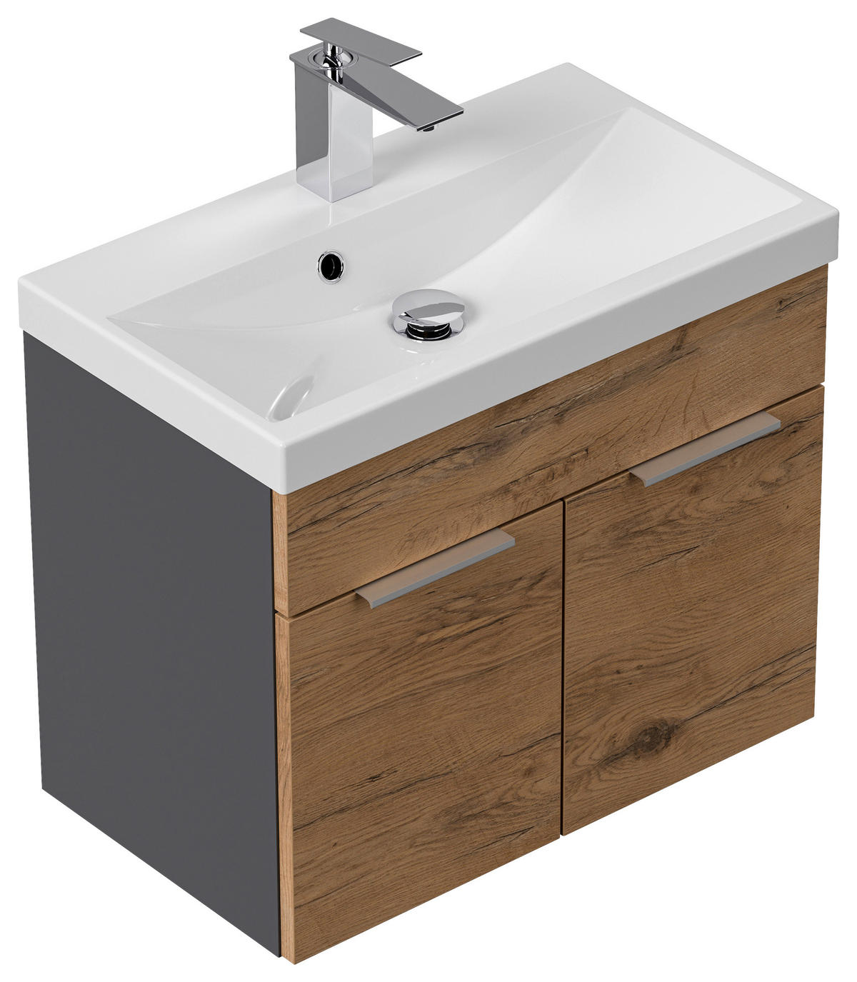 WASCHTISCHKOMBI 59,5 cm  - Eichefarben/Graphitfarben, Basics, Holzwerkstoff/Stein (59,5cm) - MID.YOU