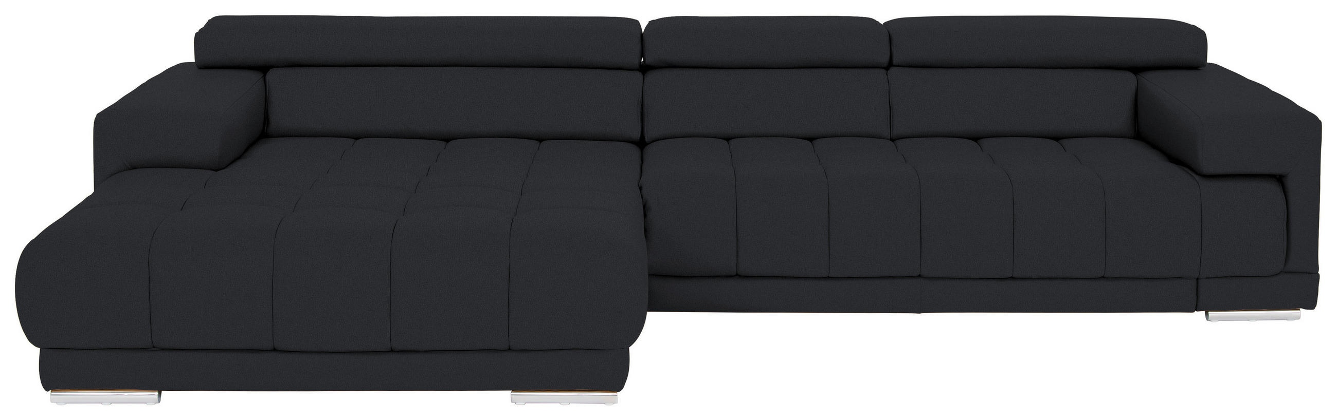 ECKSOFA  in Echtleder Anthrazit Kopfteilverstellung  190/330 cm  - Chromfarben/Anthrazit, Design, Leder/Metall (190/330cm) - Beldomo Speed
