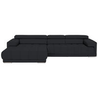 ECKSOFA  in Echtleder Anthrazit Kopfteilverstellung  190/330 cm  - Chromfarben/Anthrazit, Design, Leder/Metall (190/330cm) - Beldomo Speed