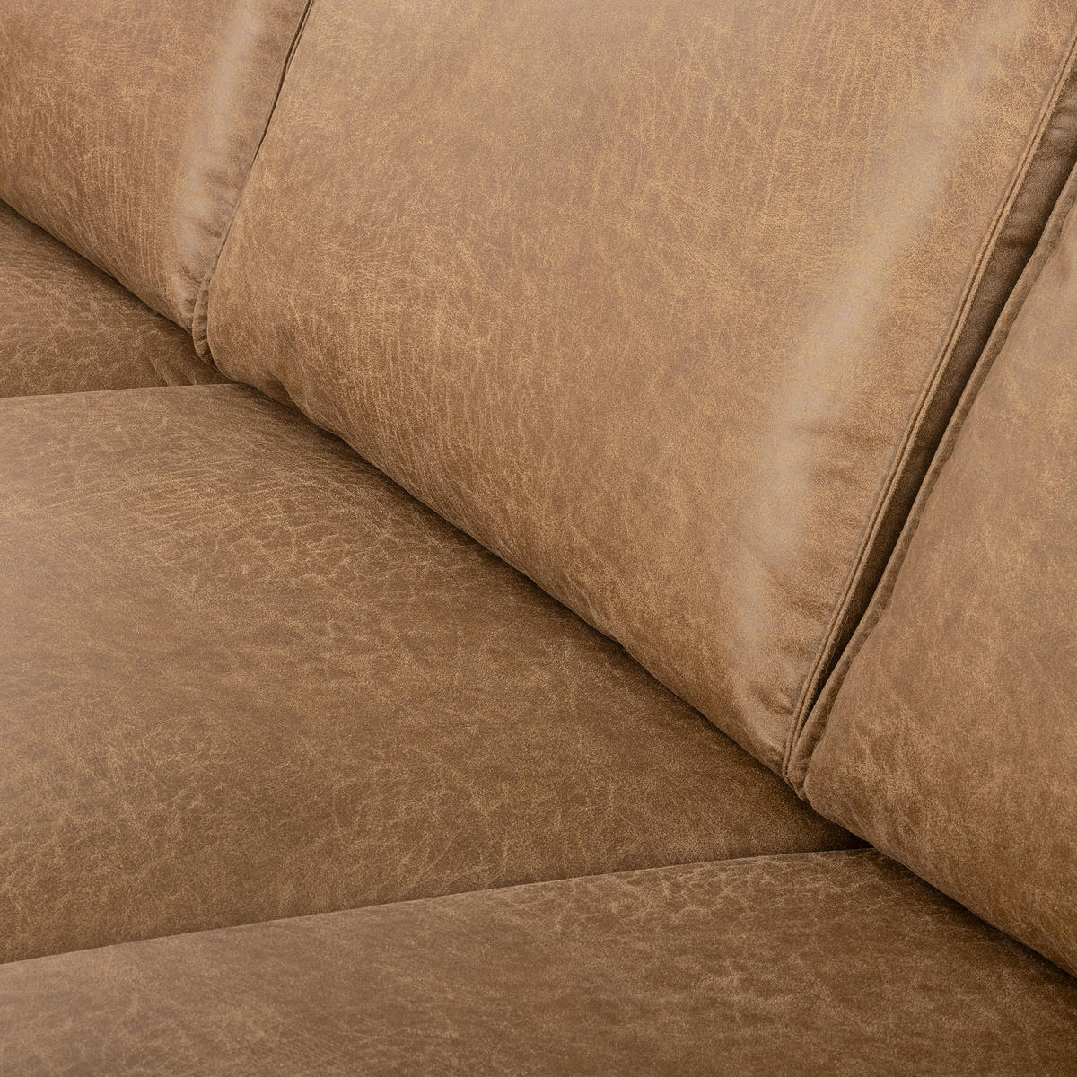 ECKSOFA Beige Echtleder Lederlook Rücken echt  - Beige/Schwarz, Design, Leder/Textil (166/238cm) - Livetastic