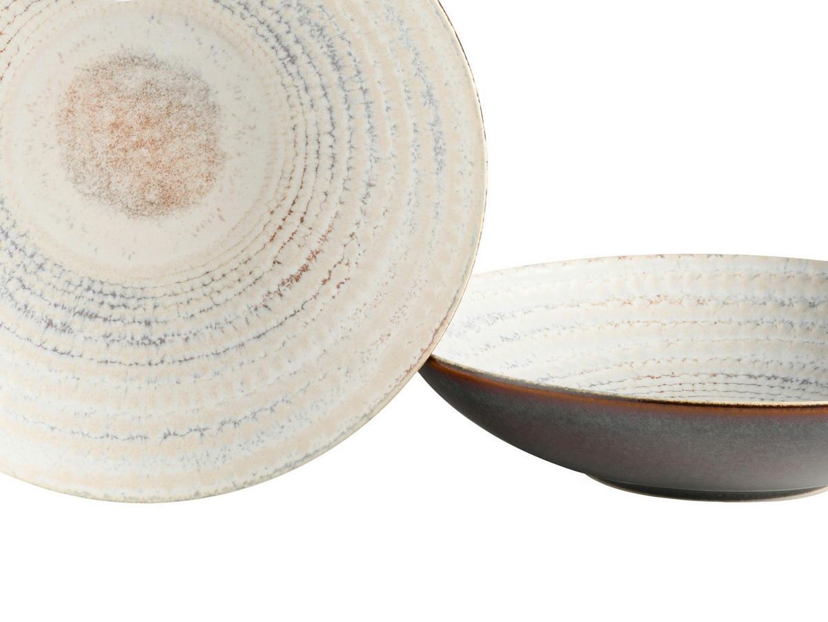 TAFELSERVICE Braun, Creme Neapel Offwhite 16-teilig  - Creme/Braun, Basics, Keramik - Creatable
