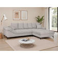 ECKSOFA Hellgrau Cord Rückenkissen, Armlehnenkissen, Rücken echt  - Hellgrau/Schwarz, KONVENTIONELL, Textil/Metall (332/231cm) - Carryhome