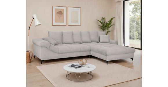 ECKSOFA Hellgrau Cord Rückenkissen, Armlehnenkissen, Rücken echt  - Hellgrau/Schwarz, KONVENTIONELL, Textil/Metall (332/231cm) - Carryhome