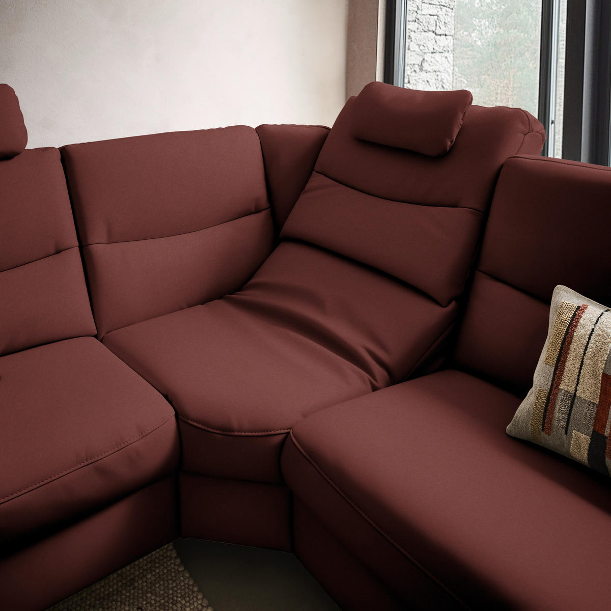 ECKSOFA  in Echtleder Rotbraun  249/280 cm  - Rotbraun/Anthrazit, Design, Leder/Metall (249/280cm) - Himolla Komfortklass