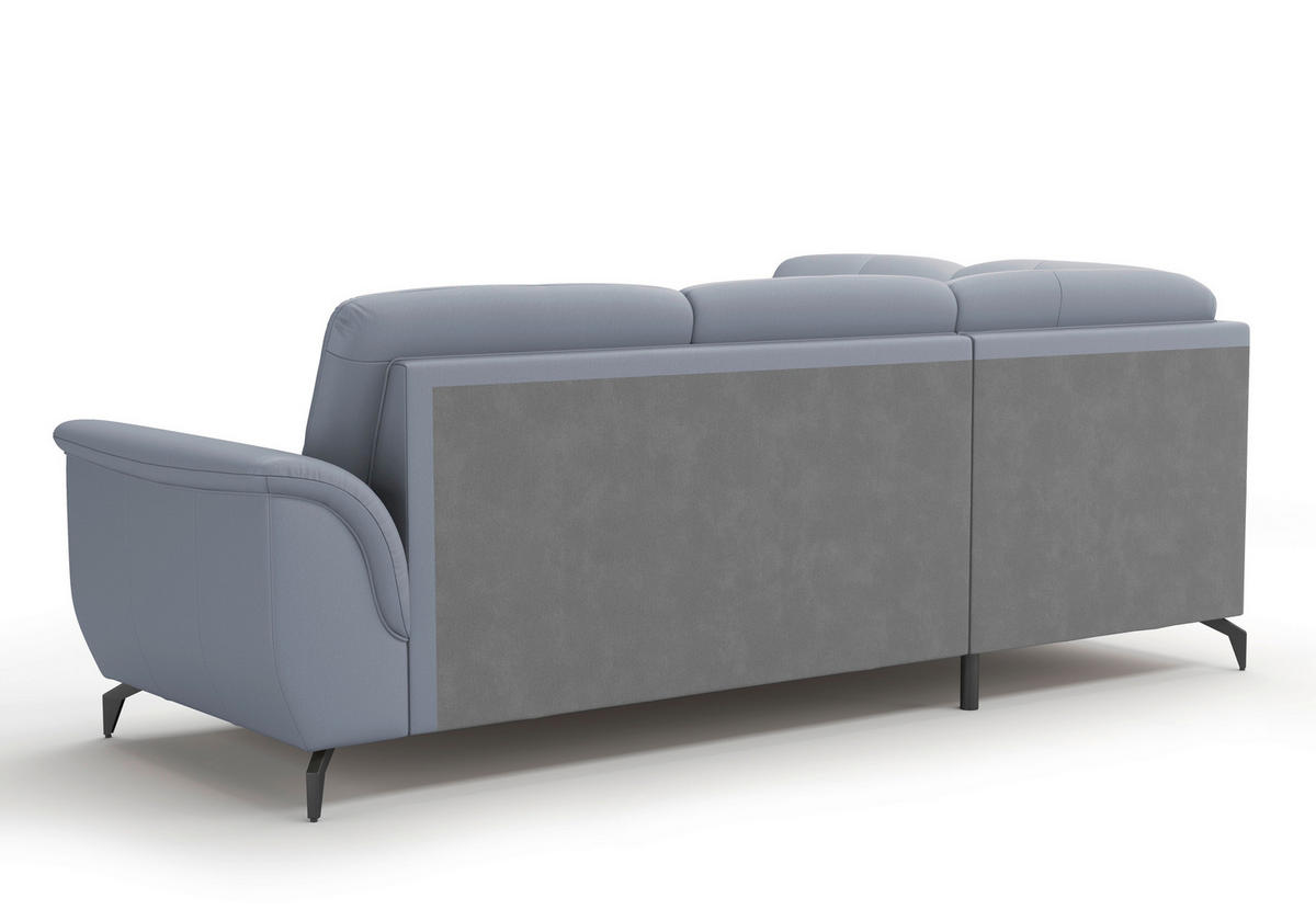 ECKSOFA in Vliesstoff Kombination Echtleder/Stoff Graublau  212/244 cm  - Graublau/Schwarz, MODERN, Leder/Textil (212/244cm) - Sit & More