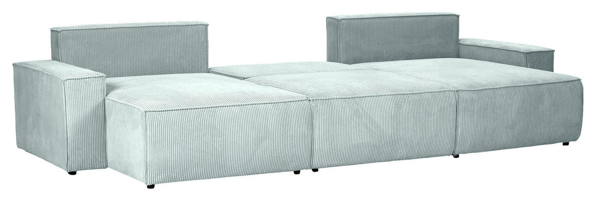 WOHNLANDSCHAFT Mintgrün Cord  - Schwarz/Mintgrün, KONVENTIONELL, Kunststoff/Textil (155/348/155cm) - Carryhome