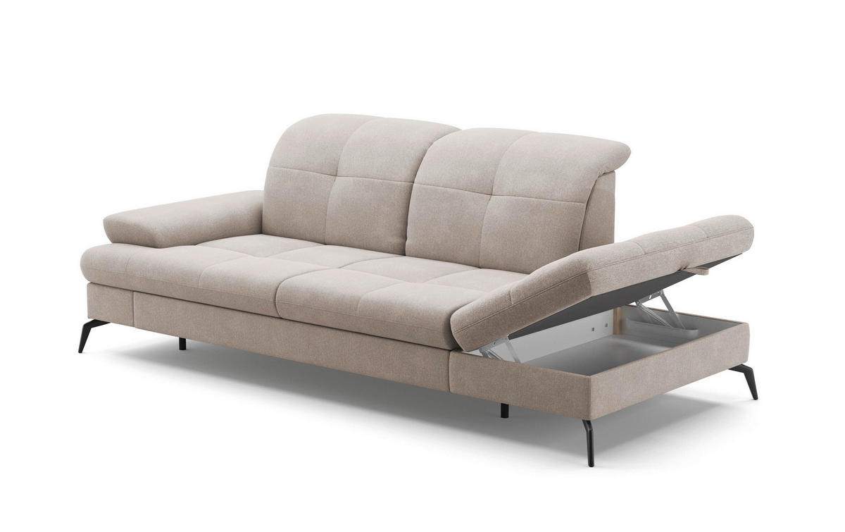 RÉCAMIERE in Flachgewebe Greige  - Greige/Schwarz, Konventionell, Textil/Metall (231/90/122cm) - Sit & More