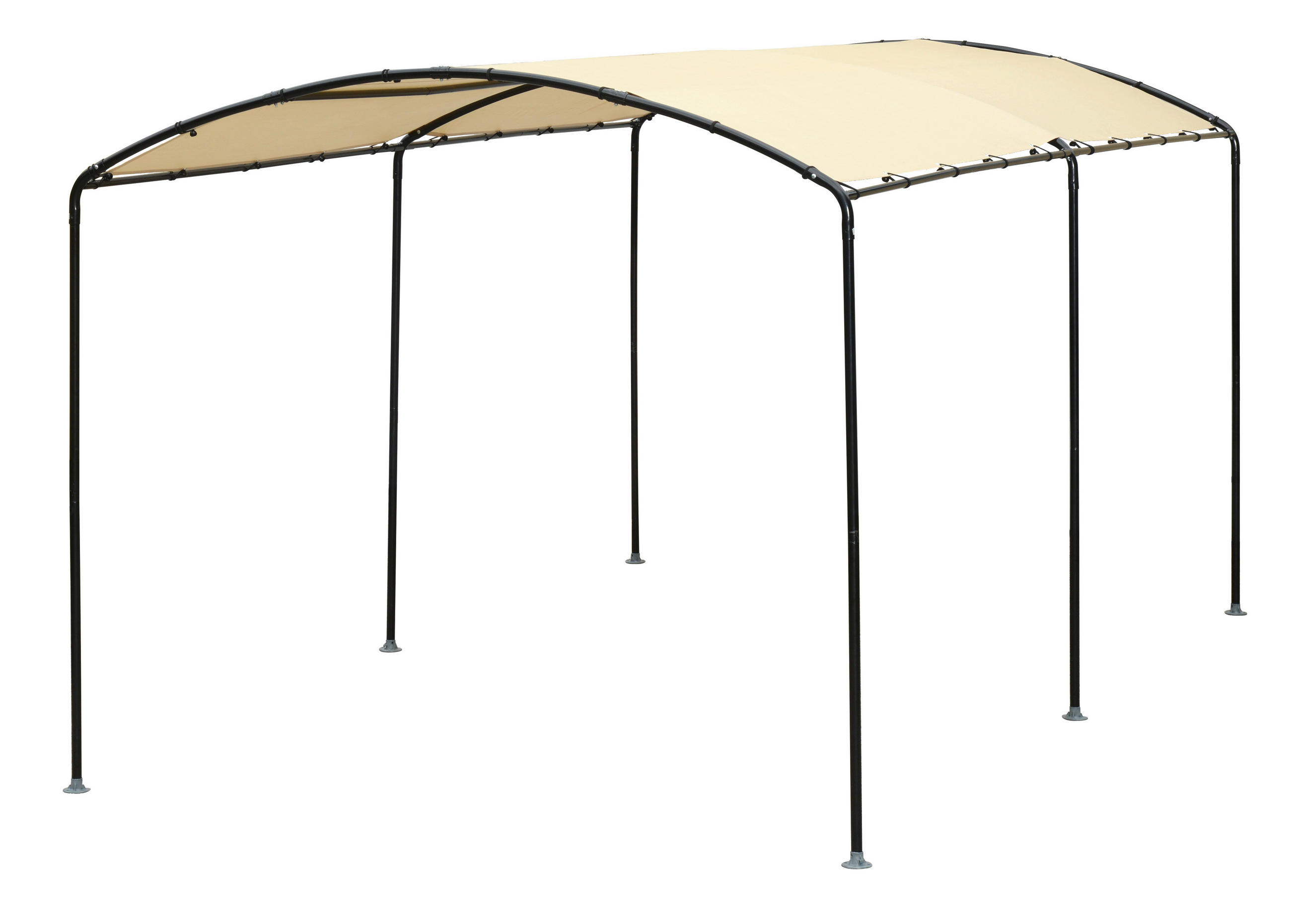 CARPORT 270/240/490 cm Stahl  - Beige/Schwarz, Basics, Kunststoff/Metall (270/240/490cm) - Ambia Garden