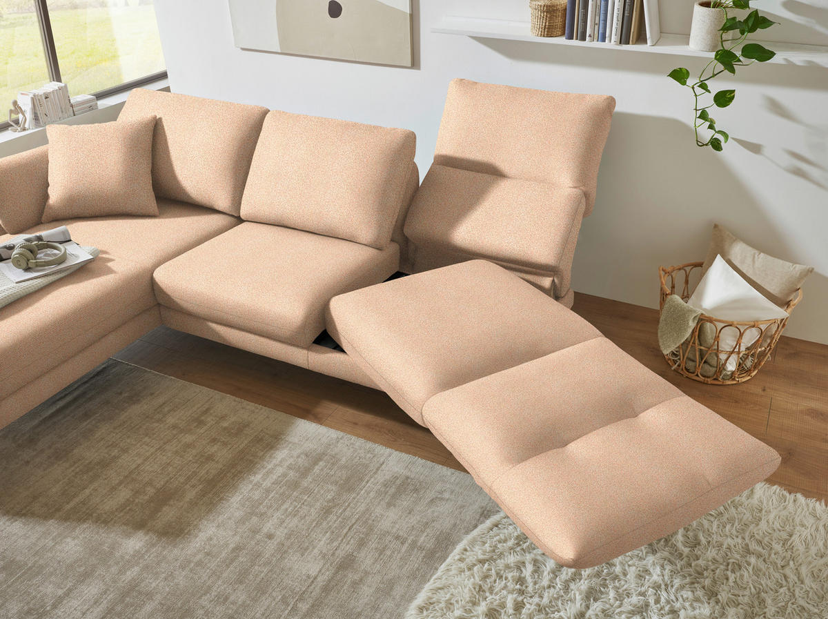 ECKSOFA  in Flachgewebe Lachsfarben  175-224/255-365 cm  - Schwarz/Lachsfarben, Design, Textil/Metall (175-224/255-365cm) - Dieter Knoll