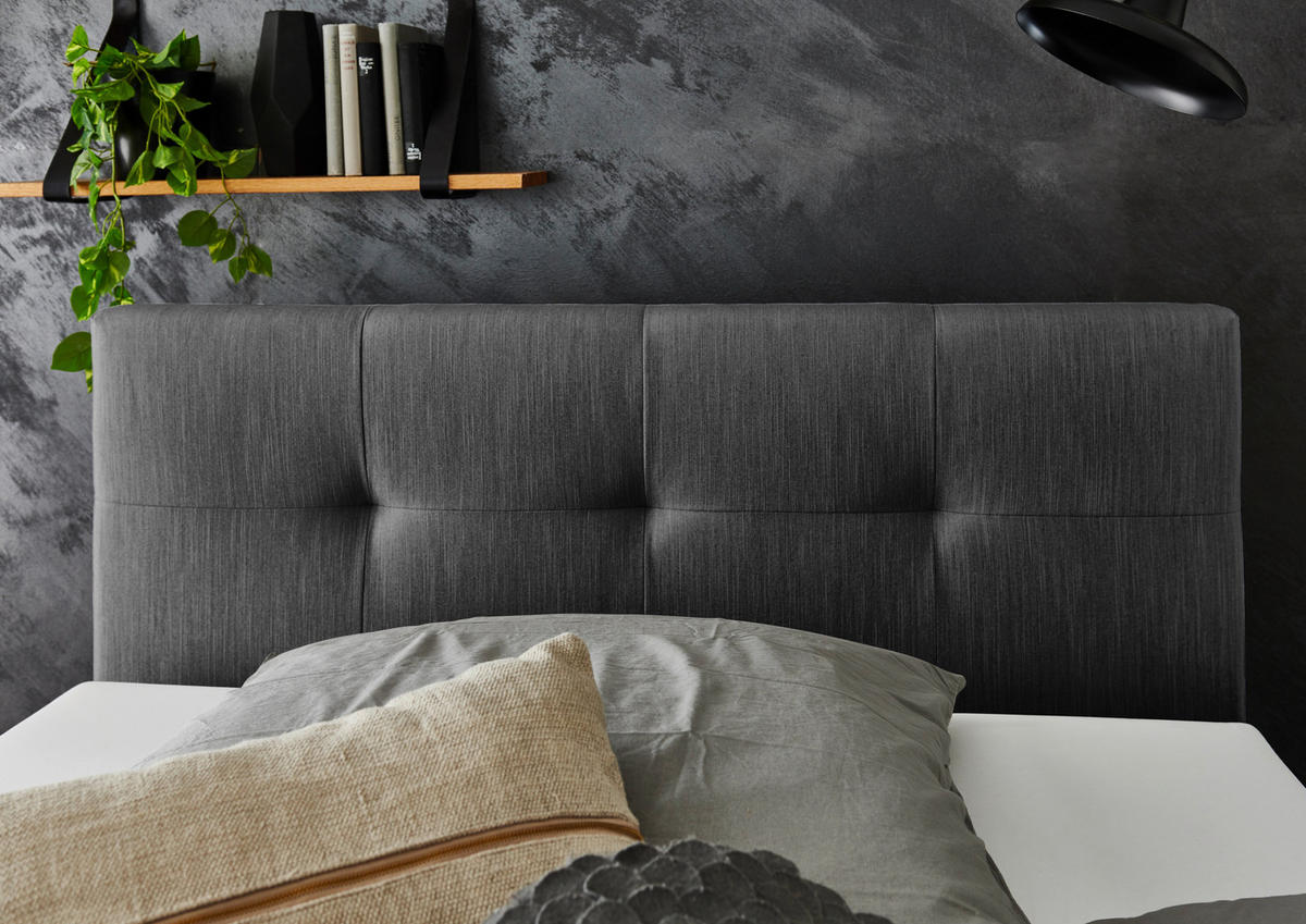 BOXBETT 120/200 cm,  in Anthrazit, Topper, H3 = fest  - Eichefarben/Anthrazit, MODERN, Holz/Textil (120/200cm) - Livetastic