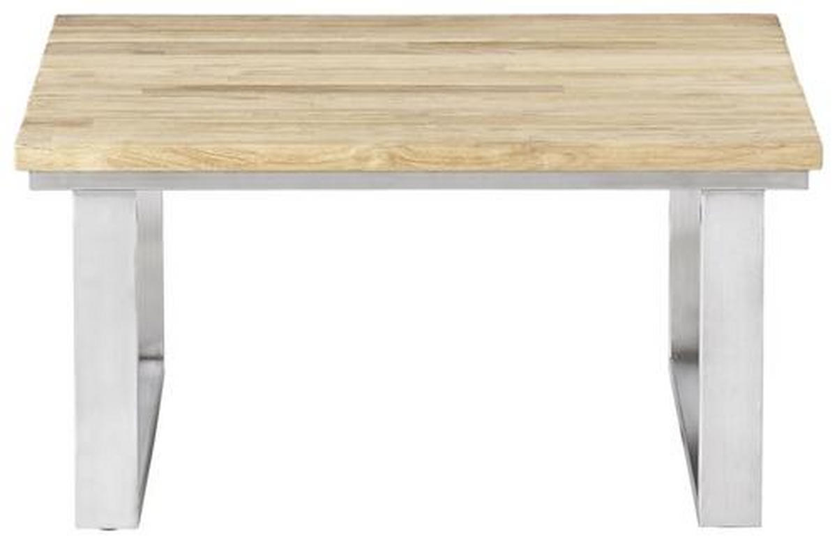 LOUNGETISCH 76/76/38,5 cm Holz, Metall  - Edelstahlfarben/Teakfarben, Design, Holz/Metall (76/76/38,5cm) - Zebra 