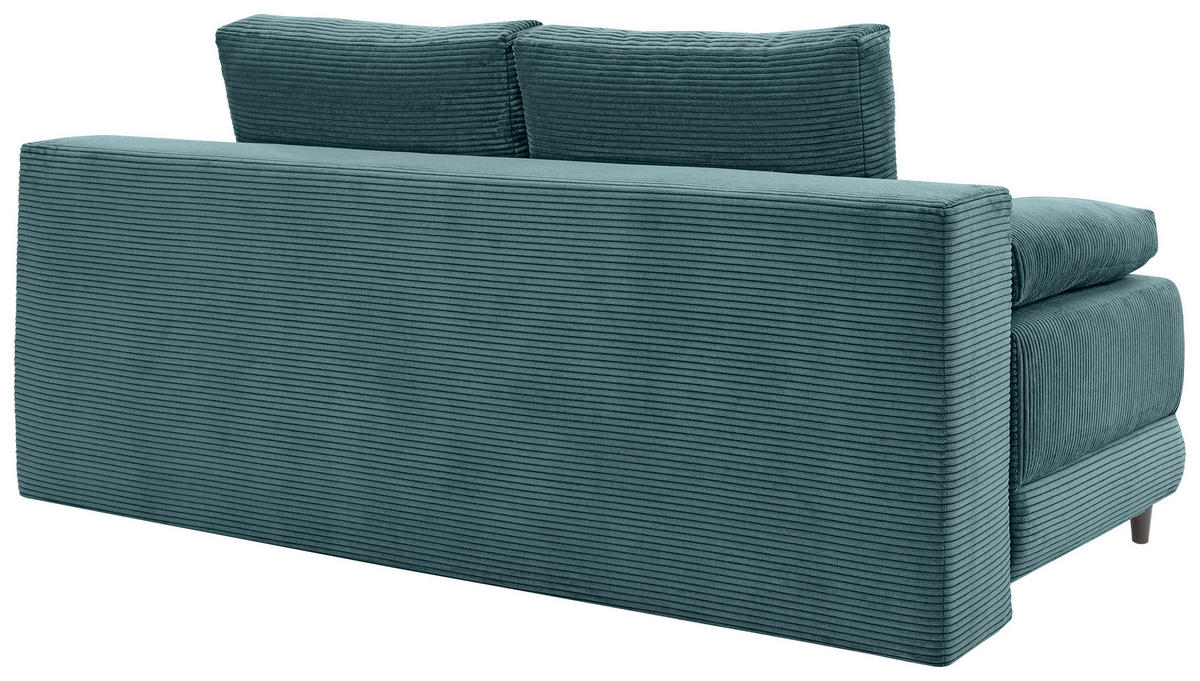 SCHLAFSOFA  mit Liegefunktion, Schlafen auf Sitzhöhe, Rücken echt Cord Petrol  - Petrol/Schwarz, KONVENTIONELL, Holz/Textil (196/96/103cm) - Carryhome