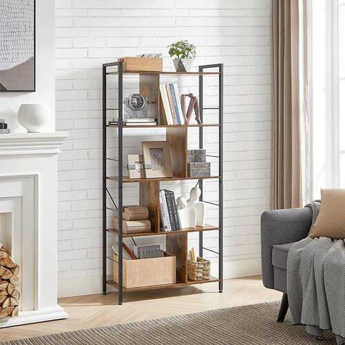 REGAL Braun, Schwarz  74/150/30 cm  - Schwarz/Braun, Trend, Holzwerkstoff/Metall (74/150/30cm) - Boxxx
