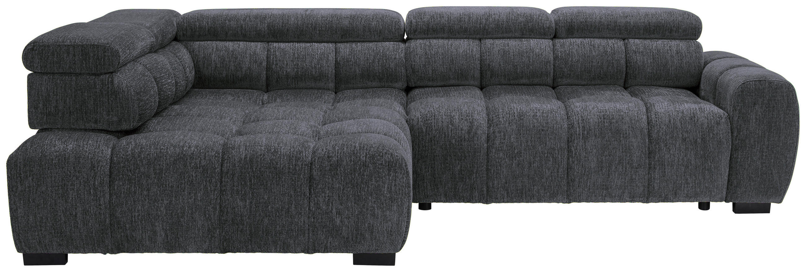 ECKSOFA inkl. Funktionen Blaugrau Webstoff  - Blaugrau/Schwarz, MODERN, Kunststoff/Textil (205/297cm) - Welnova