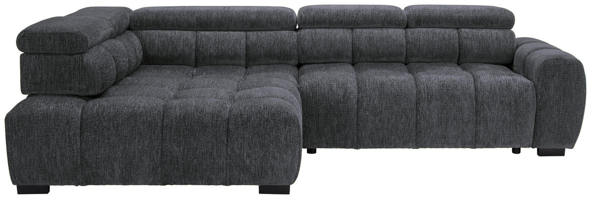ECKSOFA inkl. Funktionen Blaugrau Webstoff  - Blaugrau/Schwarz, MODERN, Kunststoff/Textil (205/297cm) - Welnova