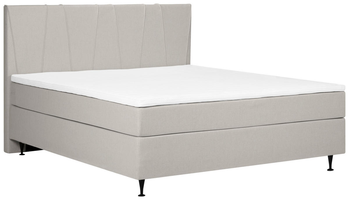BOXSPRINGBETT 180/200 cm  in Beige  - Beige/Schwarz, Modern, Textil (180/200cm) - MID.YOU