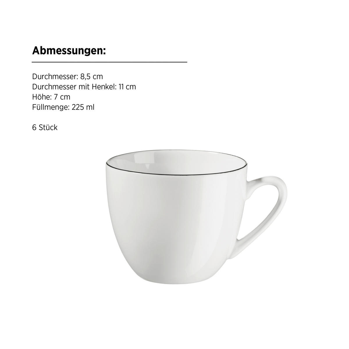 KAFFEESERVICE Felise 18-teilig  - Schwarz/Weiß, Trend, Keramik - Mäser