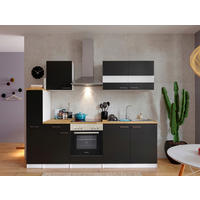 KÜCHENBLOCK 240 cm   in Schwarz  - Edelstahlfarben/Nussbaumfarben, Basics, Holzwerkstoff/Metall (240cm) - Respekta