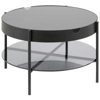 BEISTELLTISCH in Metall, Glas 75/75/45 cm  - Schwarz/Grau, Trend, Glas/Metall (75/75/45cm) - Ambia Home