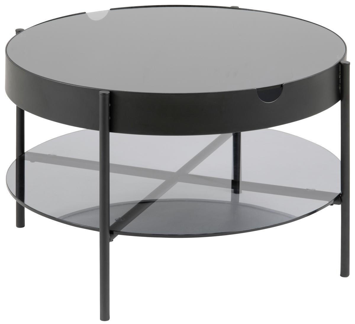 BEISTELLTISCH in Metall, Glas 75/75/45 cm  - Schwarz/Grau, Trend, Glas/Metall (75/75/45cm) - Ambia Home