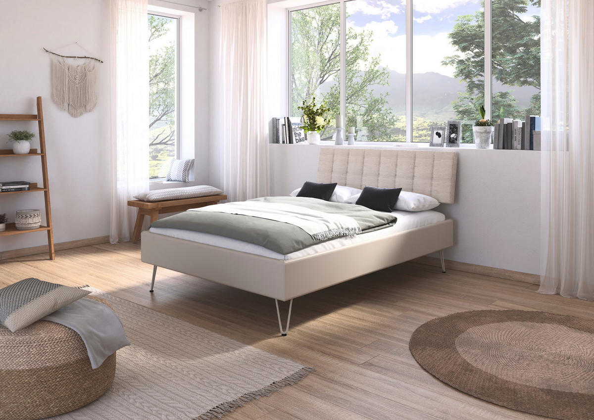 BETT 140/200 cm  in Champagner  - Champagner, Design, Textil/Metall (140/200cm) - Carryhome