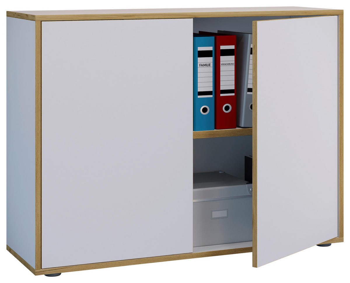AKTENSCHRANK 100/74/33 cm  - Honigeiche/Weiss, Design, Holzwerkstoff (100/74/33cm) - MID.YOU