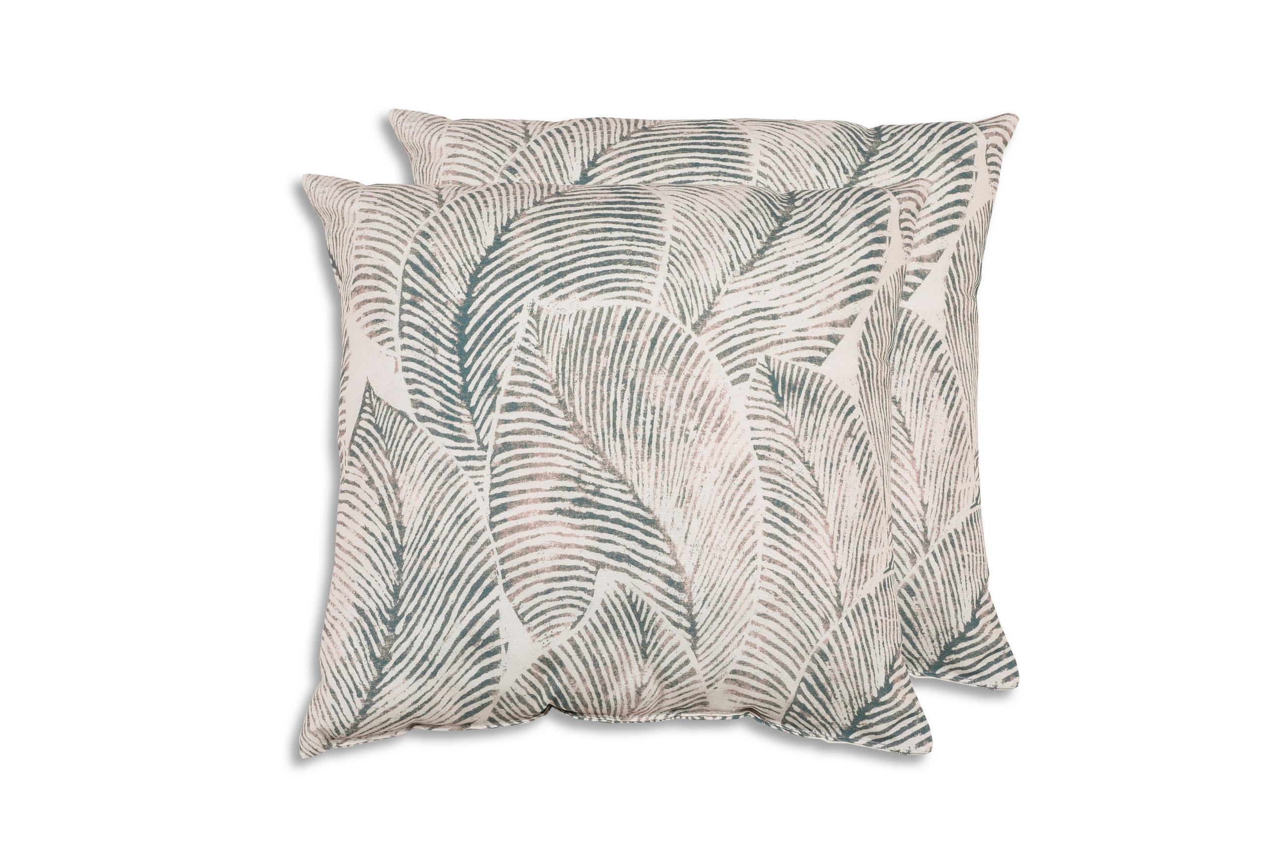 ZIERKISSENSET in Grau, Beige Blätter 48/48 cm  - Beige/Grau, Basics, Textil (48/48cm)