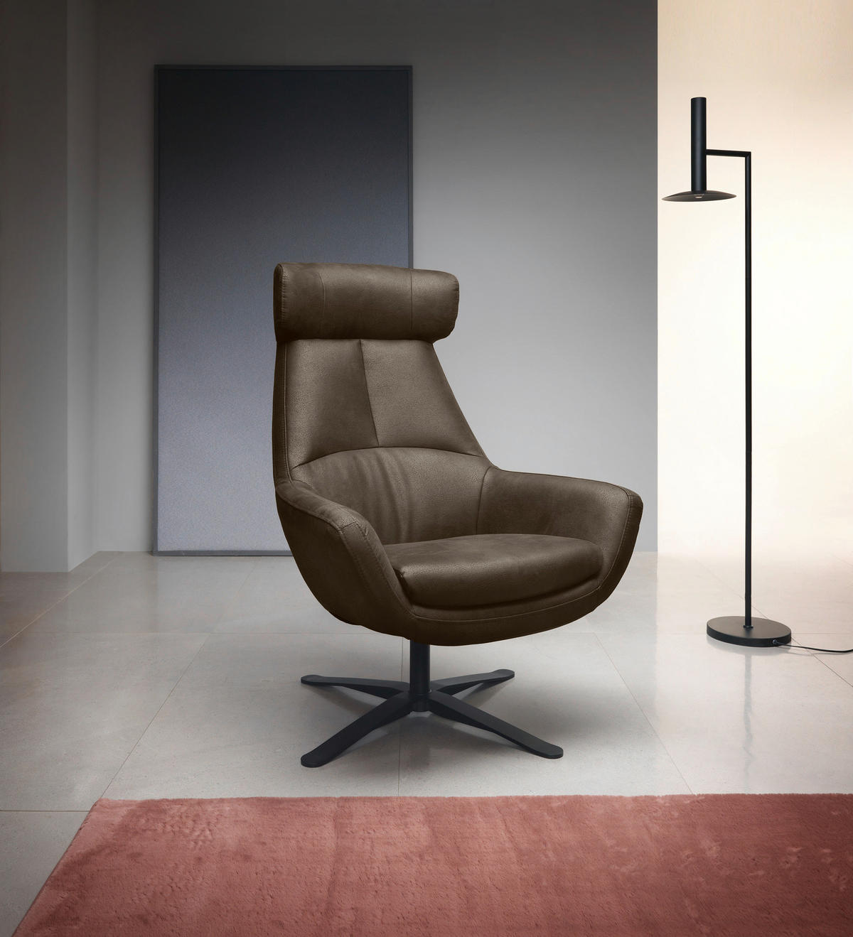 SESSEL BE ORGANIC Mikrofaser Dunkelbraun    - Dunkelbraun/Schwarz, MODERN, Textil/Metall (81/112/83cm) - Trendmanufaktur