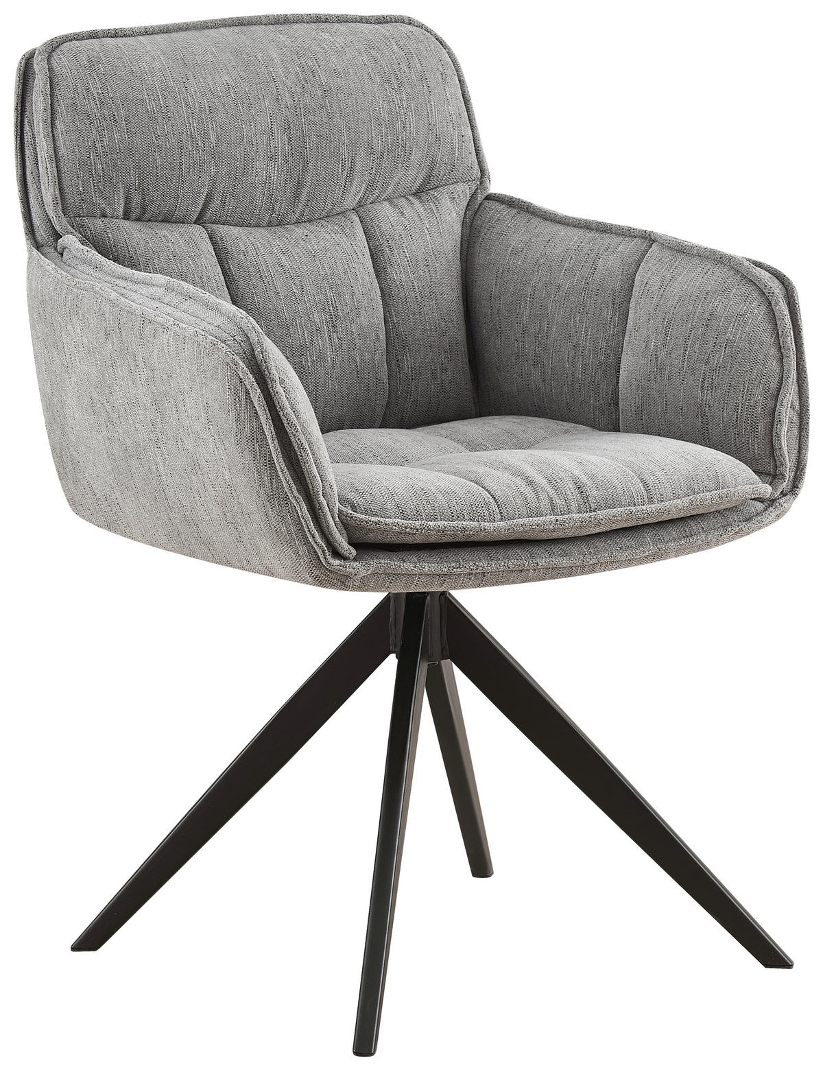 ARMLEHNSTUHL  in Eisen Webstoff  - Schwarz/Grau, Design, Textil/Metall (62/86/65cm) - Hom`in