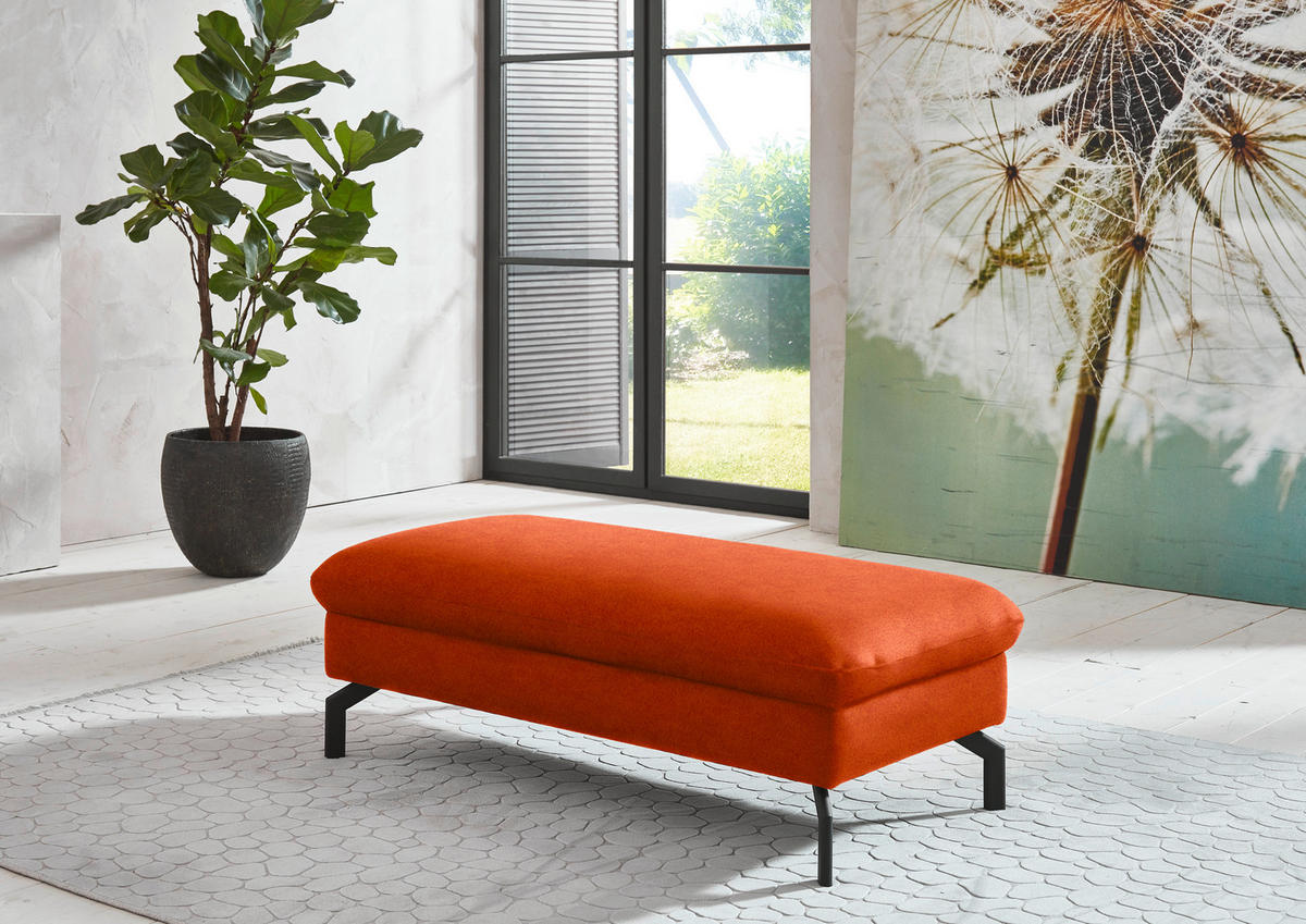 ECKSOFA in Velours Orange  - Schwarz/Orange, Design, Textil/Metall (179/306cm) - Beldomo System
