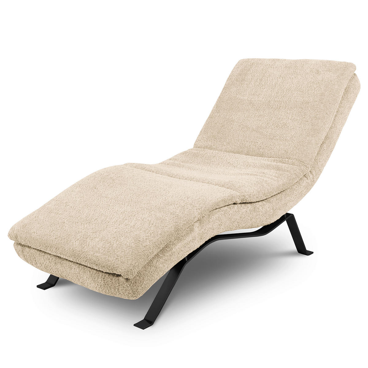 RELAXLIEGE Echtleder Creme  - Creme/Schwarz, Design, Leder/Metall (65/95/171cm) - Celina Home