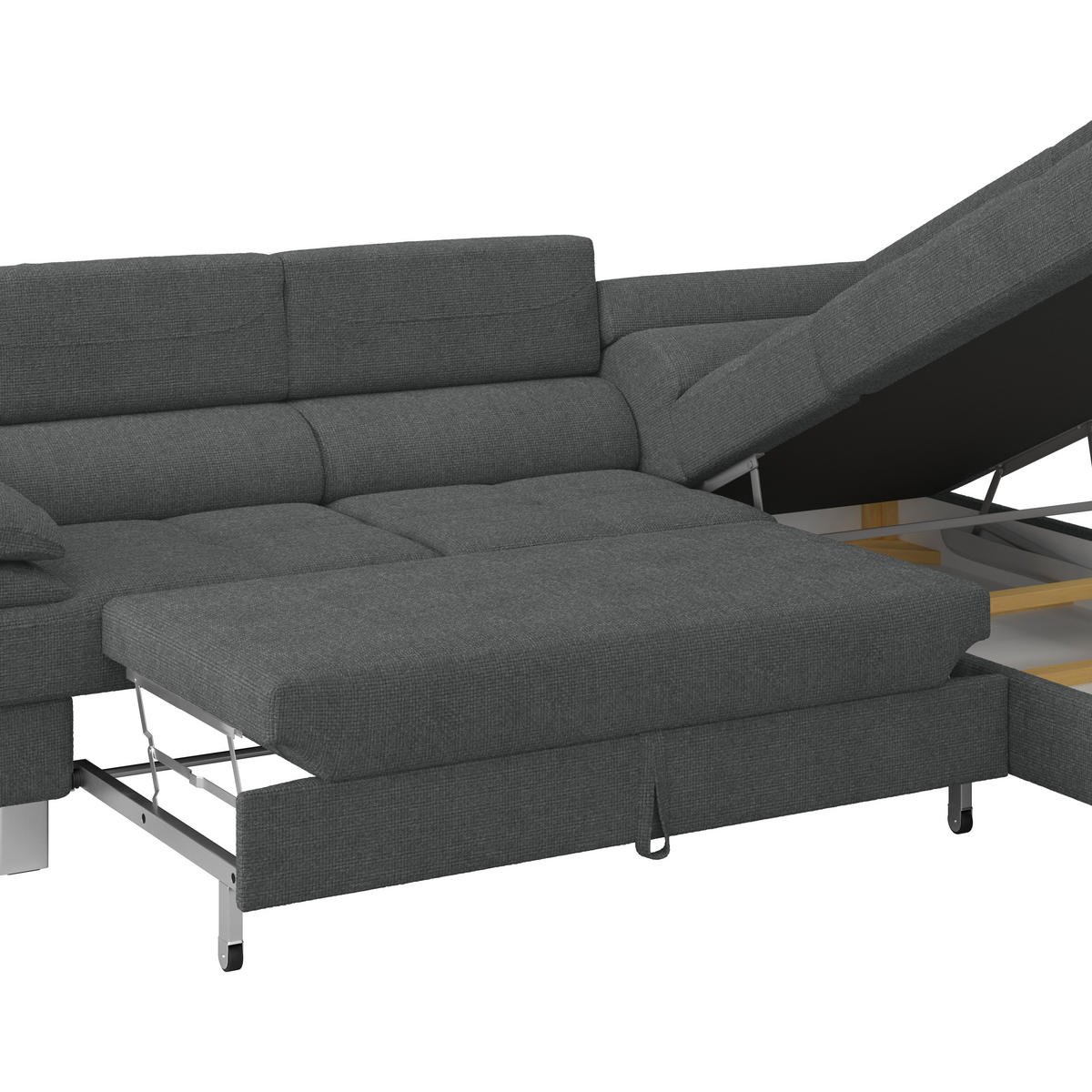ECKSOFA Anthrazit Drell  - Anthrazit, MODERN, Textil/Metall (270/230cm) - MID.YOU
