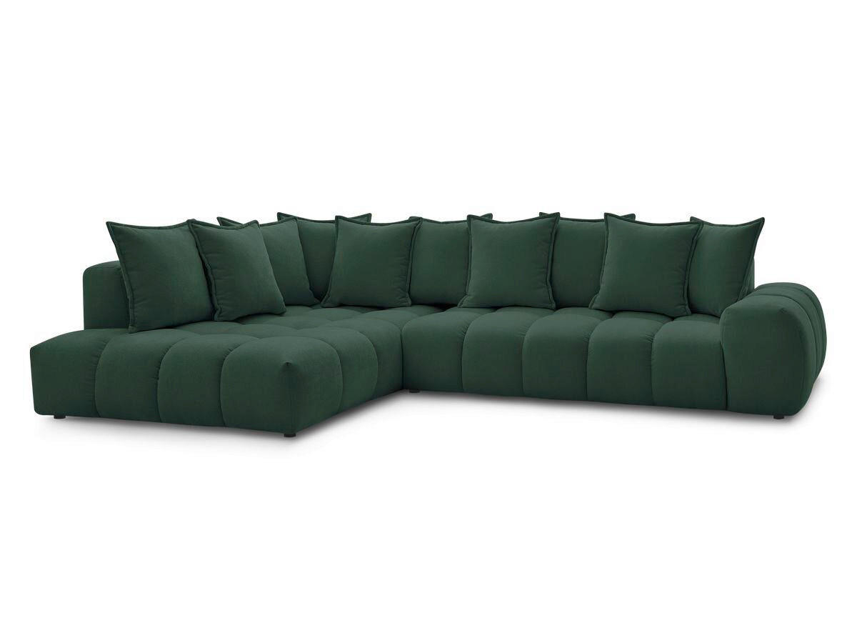 ECKSOFA Ottomane links  EVEREST Grün Struktur  - Schwarz/Grün, MODERN, Kunststoff/Textil (352/210cm)