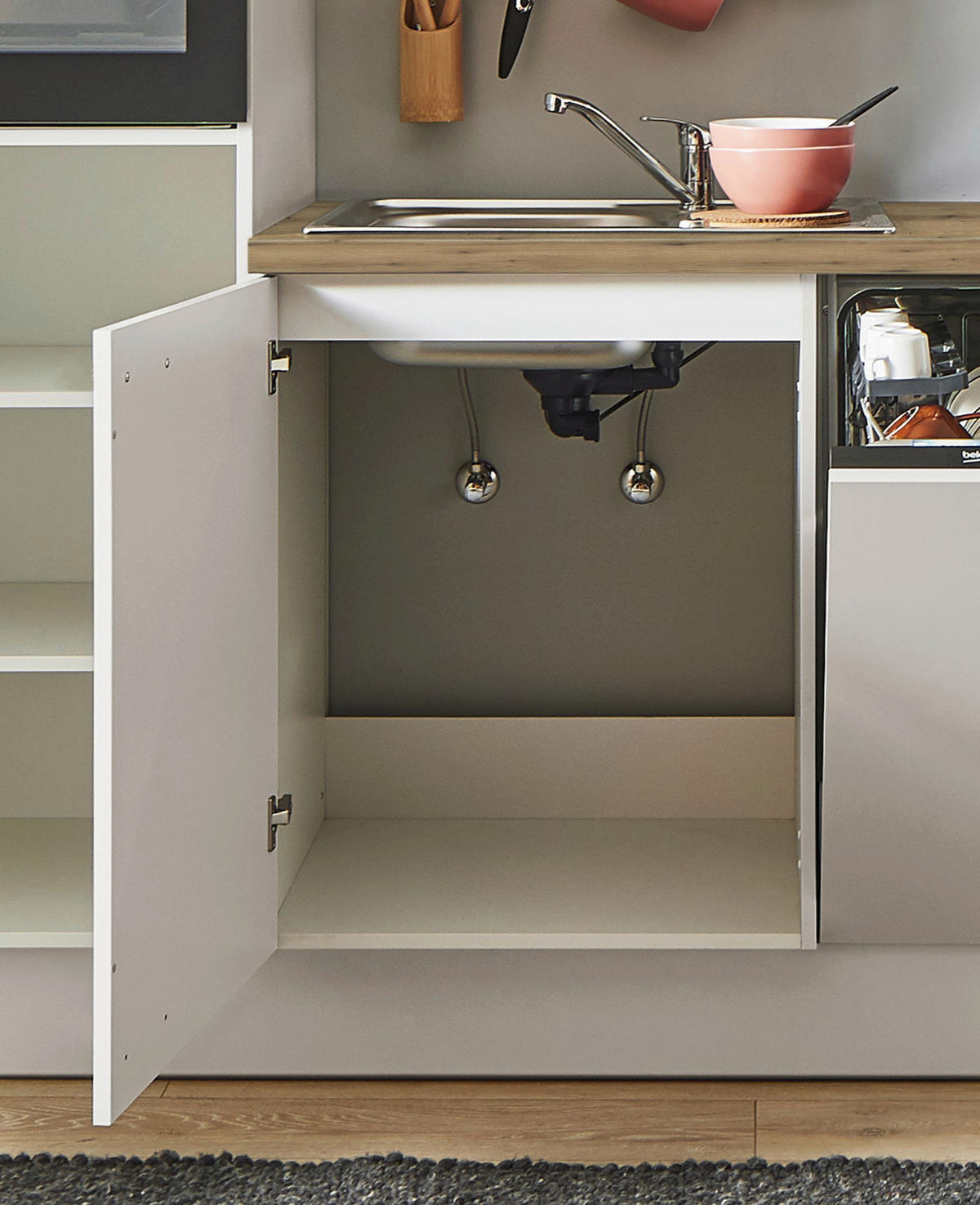 KÜCHENBLOCK PN 80 280 cm  in Eichefarben, Kaschmir  - Kaschmir/Eichefarben, Design, Holzwerkstoff/Metall (280cm) - Pino