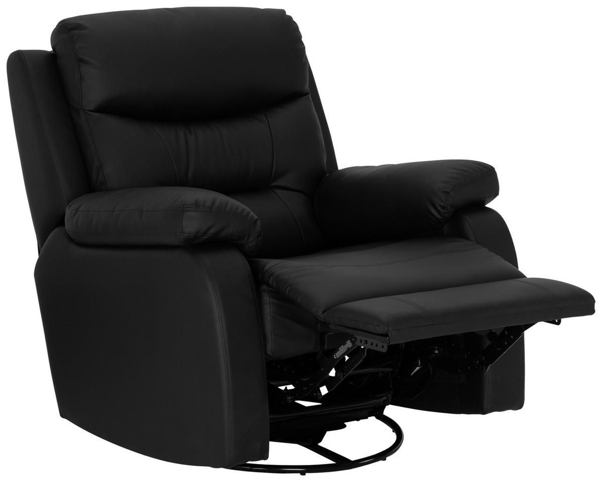 RELAXSESSEL Lederlook    - Schwarz, KONVENTIONELL, Textil/Metall (90/102/76/101/163cm) - Livetastic