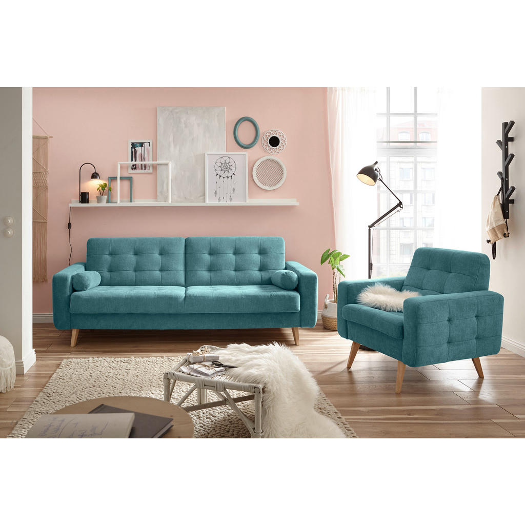 Thumbnail - Mid.you Schlafsofa, Grün, Textil, 222x86x90 cm, Wohnzimmer, Sofas & Couches, Schlafsofas, Klappsofas