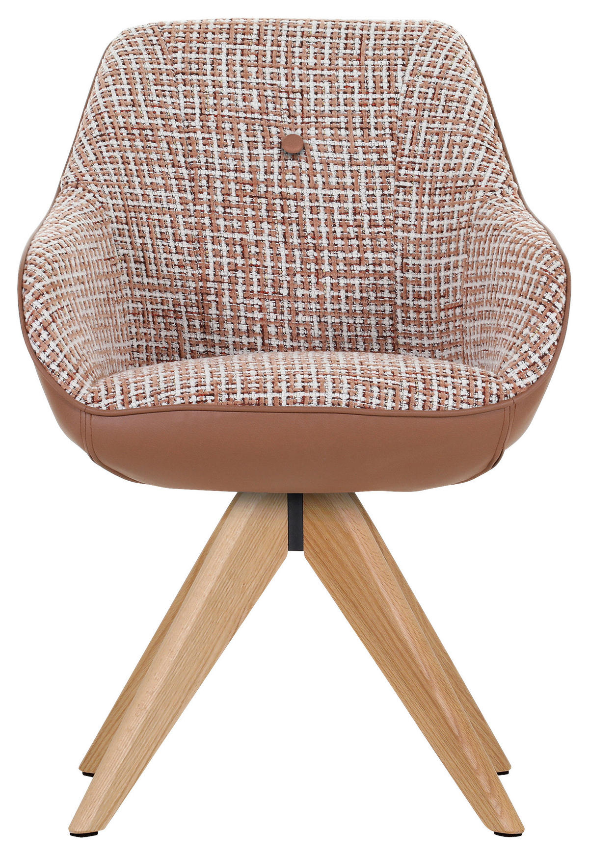 STOL MED ARMSTÖD chenille, läderimitation  - vit/terrakotta, Modern, trä/textil (60/83/65cm) - Novel