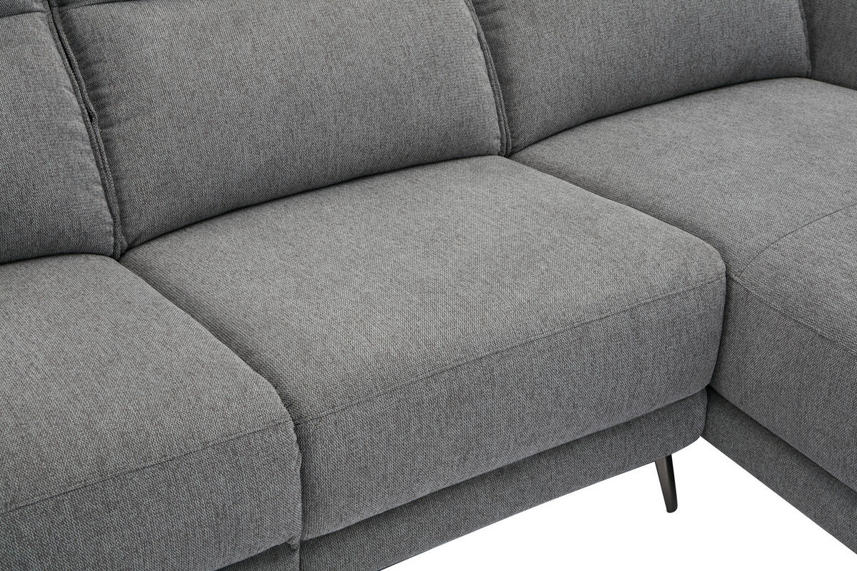 ECKSOFA in Struktur Grau  - Chromfarben/Grau, Modern, Textil/Metall (239/168cm) - MID.YOU