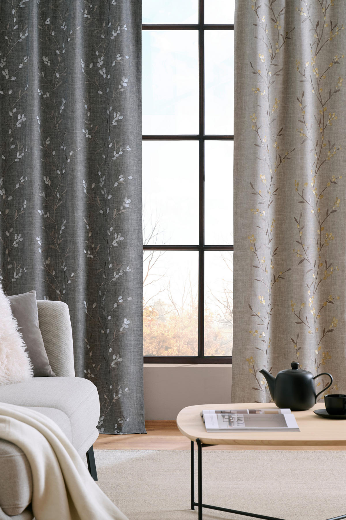 FERTIGVORHANG blickdicht  - Dunkelgrau/Grauweiss, Konventionell, Textil (140/245cm) - Esposa