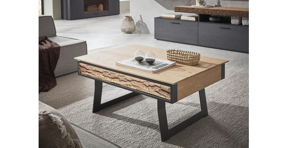 COUCHTISCH Kerneiche vollmassiv 105/75/47 cm rechteckig Anthrazit, Eichefarben - Eichefarben/Anthrazit, Design, Holz/Metall (105/75/47cm) - Valnatura