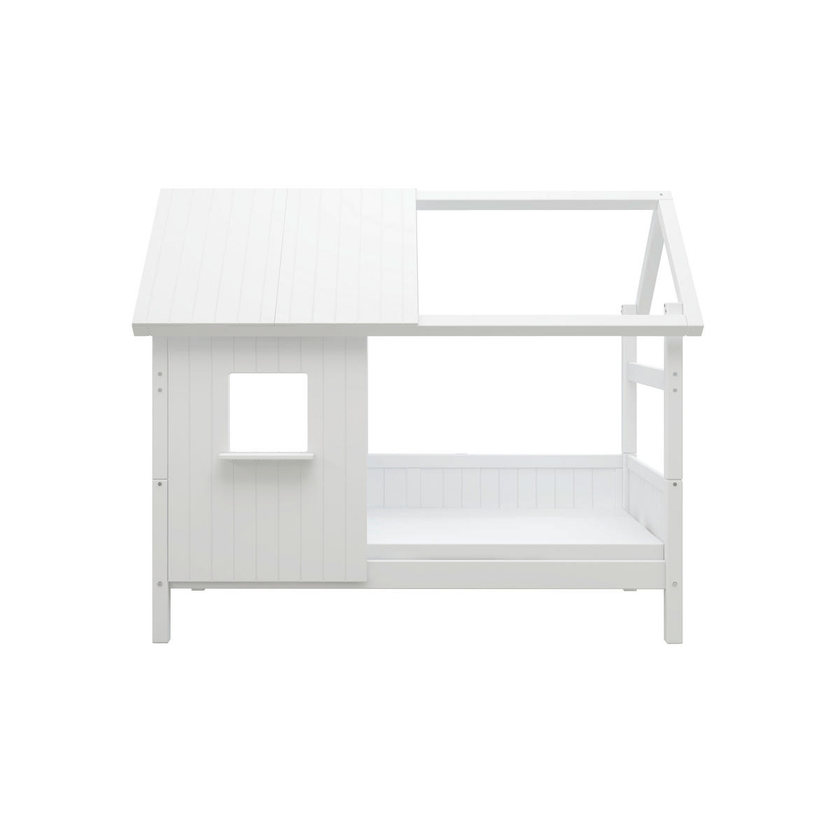 HAUSBETT 90/200 cm,  in Weiß, Rollrost  - Weiß, MODERN, Holz (90/200cm) - Chameo
