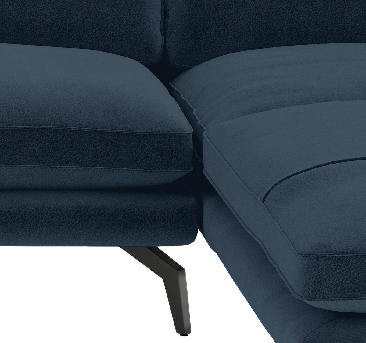 ECKSOFA in Flachgewebe Dunkelblau  - Schwarz/Dunkelblau, Design, Textil/Metall (250/202cm) - Livetastic