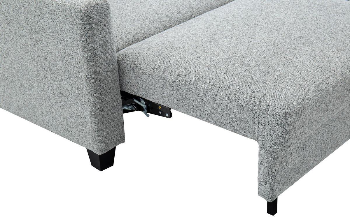 SCHLAFSOFA Leinenoptik Hellgrau  - Hellgrau/Schwarz, Design, Holz/Textil (220,5/86/96cm) - Livetastic