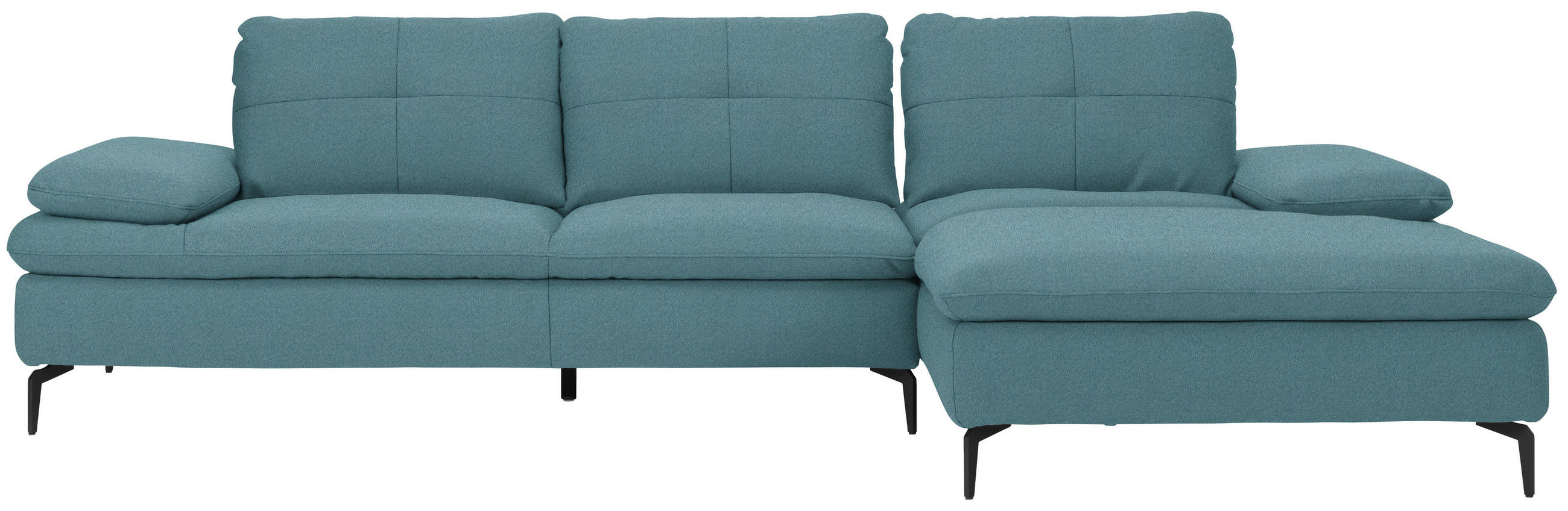 ECKSOFA in Webstoff Hellblau  - Schwarz/Hellblau, Design, Textil/Metall (301/179cm) - Chilliano
