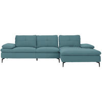ECKSOFA in Webstoff Hellblau  - Schwarz/Hellblau, Design, Textil/Metall (301/179cm) - Chilliano