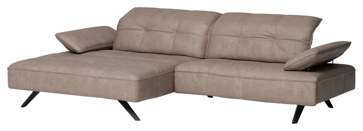 ECKSOFA in Echtleder Graubraun  - Anthrazit/Graubraun, Design, Leder/Metall (289/229cm) - Joop!