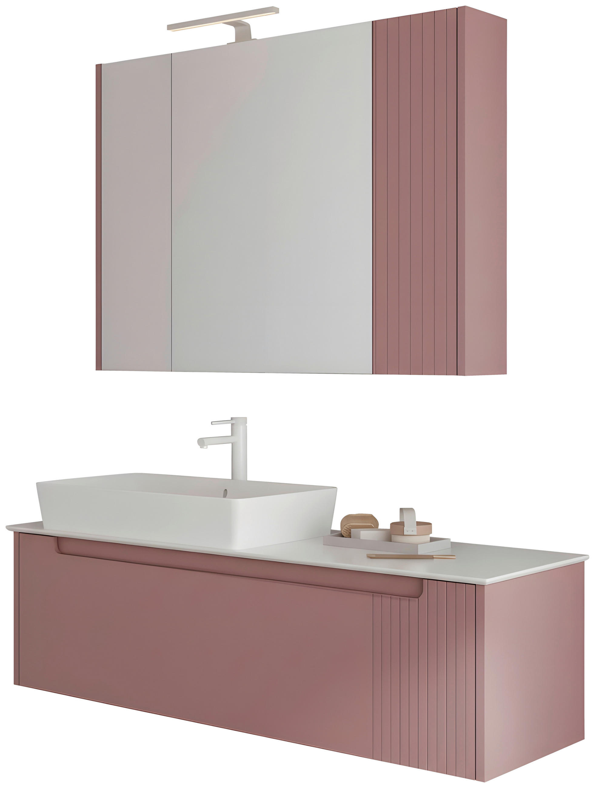 BADEZIMMER 3-teilig  in 122,2 cm  - Pink/Weiß, Design, Keramik/Holzwerkstoff (122,2cm) - Welnova