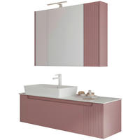 BADEZIMMER 3-teilig 122,2 cm  - Weiss/Pink, Design, Keramik/Holzwerkstoff (122,2cm) - Welnova