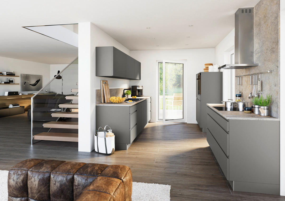 EINBAUKÜCHE   - Grau, Design, Holzwerkstoff - Dieter Knoll